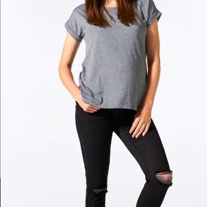 BLANQI® DENIM MATERNITY BELLY SUPPORT SKINNY JEANS in color Black Knee Slit Wash